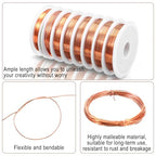 8 Pcs Copper Wire for Jewelry Making, 183ft × 0.5mm Solid Pure Copper Wire, Tarnish Resistant Beading Wires for Crafts, Jewelry Making, Electroculture Gardening