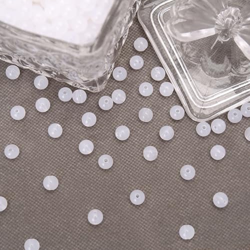 BONNY BOXX 1000PCs 6MM Jelly White Acrylic Round Beads, Smooth Transparent Acrylic Balls, Plastic Resin Gumball Bubblegum Chunky Beads for Necklace & Bracelet Making, Crafting Supplies - color: Jelly White, size: 6MM