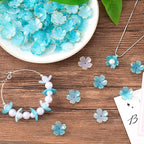100Pcs Cherry Blossom Beads, 5-Petal Acrylic Flower Beads, Mini Spacer Beads Hair Charms Halloween Christmas for Bracelets Earring Jewelry Making- Blue - color: Blue, A Styles