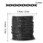 66 Feet Gunmetal Stainless Steel Cable Chains Bulk, 2.5 mm 304 Stainless Steel Black Flat Cable Links Chain Roll Spool for Jewelry Making DIY Craft - color: Black, size: 2.5mm width
