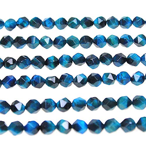 MJDCB Best Sellers Natural Stone Beads Faceted Polygon Sky Blue Tiger Eye Crystal Energy Stone Healing Power for Jewelry Making(8mm) - color: Sky Blue Tiger Eye