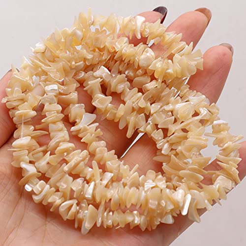 HAAMIIQII 5-8mm Natural Brown Mother of Pearl Shell Chips Irregular Chip Stone Loose Gemstone Beads Energy Healing Beads for Jewelry Making Strand 30 Inch - color: Brown Mother of Pearl Shell