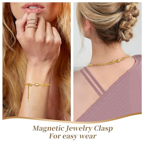Magnetic Necklace Clasp and Closures with Double Lobster Clasp, 14K Gold and Silver Necklace Extenders for Women Magnetic Jewelry Clasps for Necklaces, Bracelet Necklace Extender(6PCS) - color: 6Pcs Gold and Silver