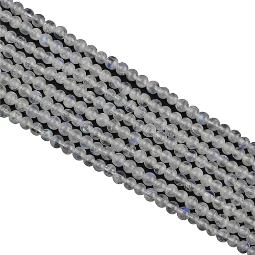 MJDCB 225pcs Natural Small Stone Beads 3mm Blue Moonstone Round Smooth Loose Gemstone Bead for Jewelry Making Bracelets Earrings Necklaces Accessories - color: Blue Moonstone