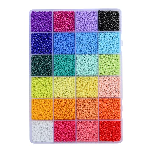 12500pcs John Bead Assorted Glass Seed Beads 8/0, 24 Vivid Rainbow Colors Round Bead for DIY Crafts Jewelry Making Bead Box - color: Vivid Rainbow