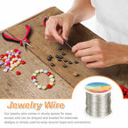 HARFINGTON Wire 203ft Length 24 Gauge Copper Craft Jewelry Wrapping Wire Tarnish Resistant Beading for Jewelry Making Supplies Crafting, White - color: White