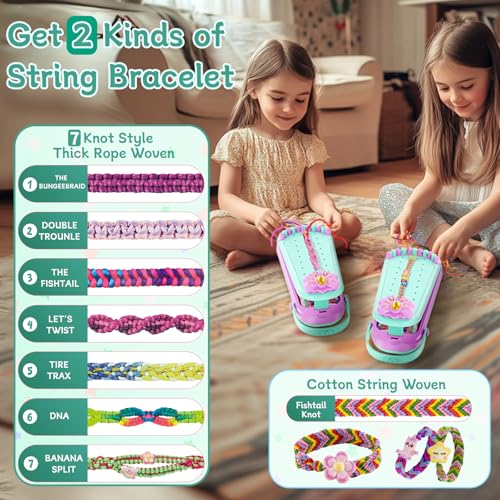 Hollyhi 2-in-1 Friendship Bracelet Making Kits: DIY Art and Crafts Jewelry String Braiding Set Toys with Storage Box for Kids - Christmas Birthday Gifts for Girls Age 6 7 8 9 10 11 12 Year Old - Cyan - style: Cyan