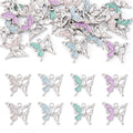 FASHEWELRY 20Pcs Alloy Crystal Rhinestone Butterfly Charms Gradient Color Enamel Butterfly Charms Silver Plated Fairy Pendants for Earring Jewelry Making Necklace Bracelet Craft - color: Butterfly-Silver Plated