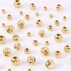 BENECREAT 80pcs 4 Sizes 18K Gold Plated Spacer Beads Round Metal Beads for Necklaces, Bracelets and DIY Jewelry Making - color: Round grooved-4 Sizes