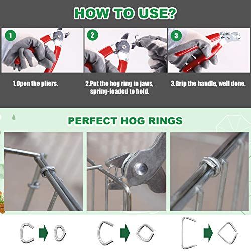 Keadic 362Pcs Angled Hog Ring Pliers with Galvanized Hog Rings, Gloves, 3/4", 1/2", and 3/8" Hog Rings, Professional Upholstery Hog Rings Kit for Plastic Meat & Sausage Casings - color: 362pcs Hog Ring Pliers & Hog Rings - Bending