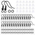 TOAOB 300pcs Earring Hooks Kits Black French Ear Wires with Ball and Coil 18mm Fish Hook Earring Making Supplies with Jump Rings and Clear Silicone Ear Backs for DIY Jewelry Findings - color: Black