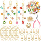 AUGSUN 189Pcs Keychain Making Kit, Charm Jewelry Chain Making Crafts Including 60 Charms 12 Keychain Clips Hooks 15 Extender Chains 100 Jump Ring and Jewelry Plier for Crafts (Flower) - style: Flower