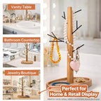 Creative Home Acacia Wood, Metal Tree Holder Stand│ Natural Wood & Black Branch Holder for Mugs, Jewelry & Accessories │ Stylish Kitchen or Vanity Organizer Gift