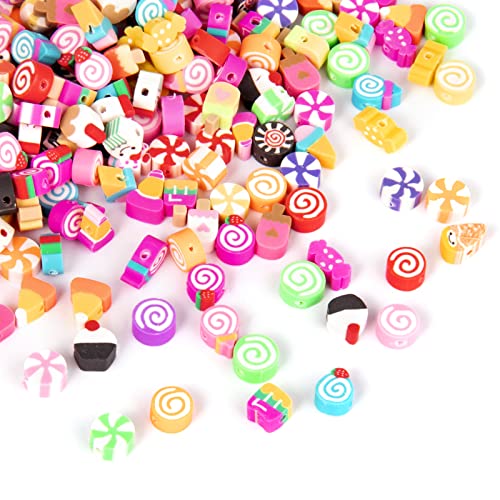 200PCS Colorful Candy Polymer Clay Beads 10mm Mixed Candy Ice Cream Spacer Beads Handmade Polymer Clay Beads Kit Bulk for Jewelry Making DIY Bracelet Necklace - color: Clay Candy