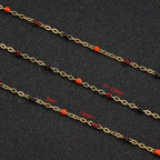 UMAOKANG 10 Meters Black Orange Enamel Bead Chain for Jewelry Making Gold Plated Stainless Steel Necklace Bracelet DIY Chains - color: Blak Orange-Gold