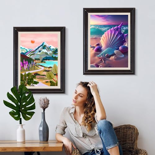 A8MENX0 5D Mountain Diamond Art Painting Kits for Adults,Full Drill Diamond Dots Paintings for Beginners,DIY Crafts Kits Paint with Round Diamonds Pictures Gem Art Painting DIY Crafts Kits 12x16 inch - color: Pink Mountain