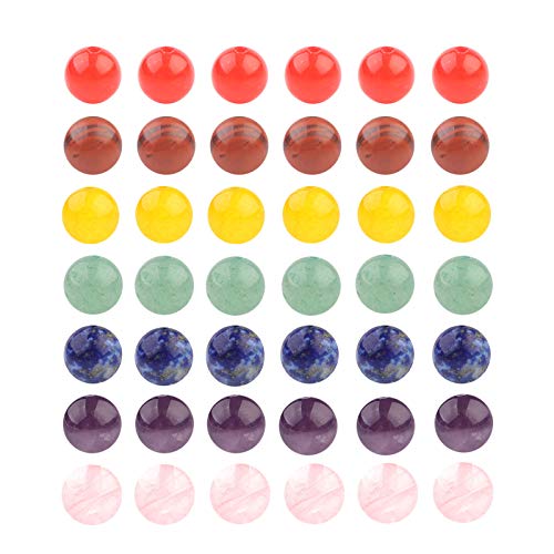 7 Chakra Gemstone Beads 10mm Polished Round Smooth Natural Chakra Stone 35pcs Healing Crystals and Stones for Jewelry Making Crafting 15Inch(7 Chakra Stone,10mm) - color: 7 Chakra, size: 10mm