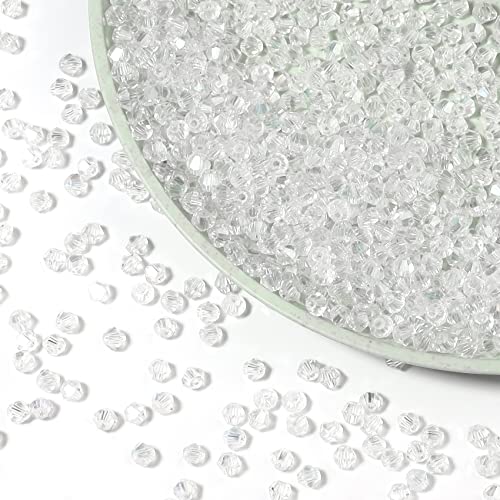 1000pcs Crystal Glass Beads 4mm Bulk Faceted Bicone Spacer Beads for DIY Jewelry Making - color: white AB, size: 4mm
