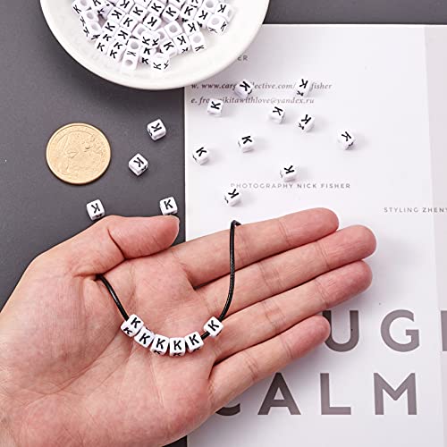 FASHEWELRY 300Pcs Cube White Acrylic Letter Beads 6x6mm Letter K Alphabet Beads for DIY Bracelet Necklace Jewelry Making - color: Letter K, size: 6x6x6mm