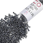 Miyuki Delica Seed Beads – Size 11/0 (1.6 mm), DB0453, Nickle Plated Dyed Dark Gunmetal, 7.2 g, Approx. 1440 Beads, Made in Japan - color: DB0453 - Nickle Plated Dyed Dark Gunmetal