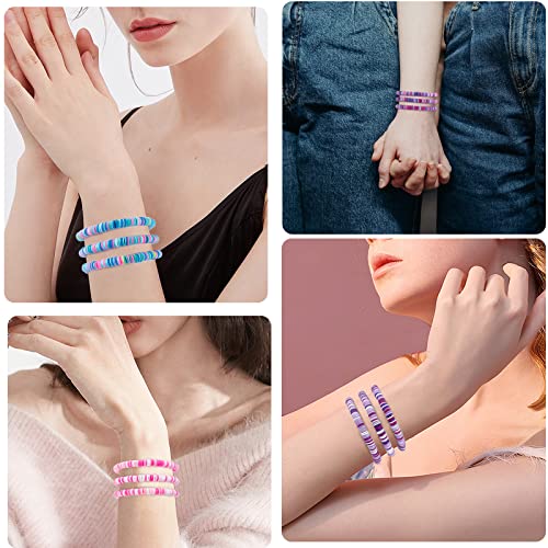 Ornaland Heishi Surfer Bracelets Set Polymer Clay Heishi Beads Stretch Bracelets Multi-Layer Stackable Friendship Bracelets Bohemia Summer Beach Jewelry for Women - color: Purple