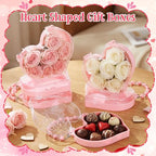 Youyole 6 Pcs Mother's Day Small Heart Box Containers with Handle Reusable Plastic Gift Bag Portable Jewelry Organizer for Flower Gifts Candy Snack Food Party Favor(Pink)