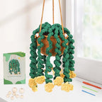 Kogyxe Beginners Crochet Kit, Hanging Potted Plants Knitting Starter Pack, Amigurumi Crochet Starter Kits w Step-by-Step Video Tutorials for Beginners Decoration, Plants Family (40%+ Yarn) - size: Spiral yellow flower