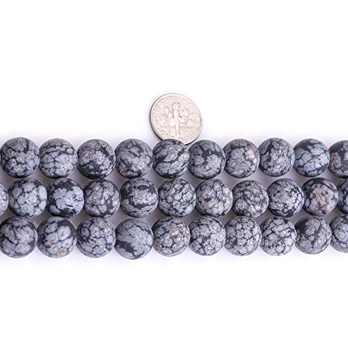 12mm Natural Stone Black Snowflake Jasper Frosted Matte Unpolished Round Beads for Jewelry Making Strand 15 inch - color: Black Snowflake, size: 12mm