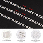 KYUNHOO 13 FT/4M Silver Plated Jewelry Chain Roll Figaro Curb Links Necklace Chains Bulk with Lobster Clasps Jump Rings for Women Men Making Jewelry Crafts - color: Figaro Silver