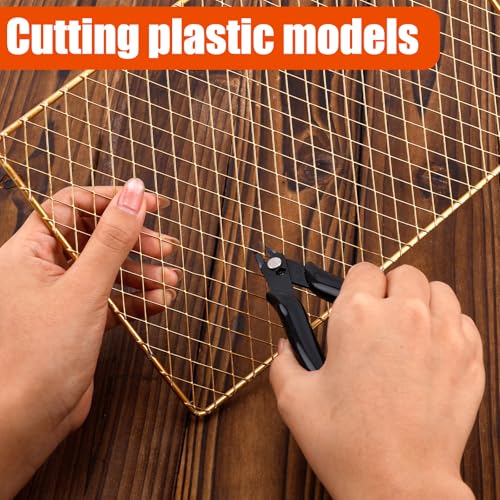 2pcs Micro Mini Small Wire Cutters, Anti-Slip Rubber Black Flush Sprue Cutter Needle Nose Cutting Pliers with 2 Plastic White Covers Portable Hand Tools for Floral Electronics Jewelry Model Making