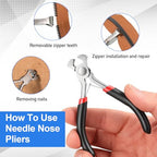 2 Pack Zipper Pliers Zippers Repair Kit Tool, Zipper Install Pliers for Replacement Repair, Stainless Steel Jewelry Plier Fix End Cutting Plier Hand Fix Tool for Stops Repairs