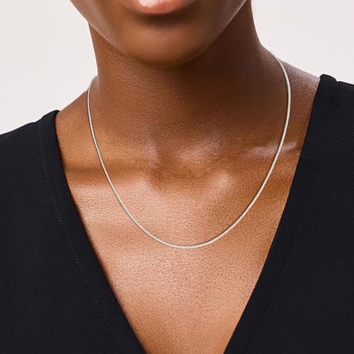 925 Sterling Silver Chain for Women, Diamond Cut 1mm Box Chain Lobster Claw Clasp Silver Jewelry Gifts for Women Mom Girlfriend - size: 18 Inches
