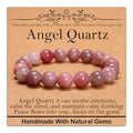 Natural Healing Gemstone Bracelet Handmade Yoga Stretch Elastic Bracelet Stress Relief Crystal Jewelry for Men and Women - color: Angel Quartz(Soothe the mood), size: 10mm