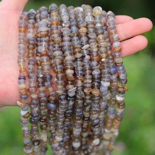 400pcs Natural Chip Stone Beads for Jewelry Making Blue Agate 5-8mm Irregular Gemstones Healing Crystal Loose Rocks Bead Hole Drilled for Ring Earrings Necklace Bracelet Making DIY Art Crafts - color: Blue Agate(2 Strands-62")