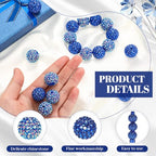 40 Pcs 20 mm Rhinestone Beads Bulk Crystal Round Disco Ball Chunky Bubblegum Beads for Pens Bracelets Charms Craft European Style Jewelry Making Supplies Christmas(Dark Blue) - color: Dark Blue