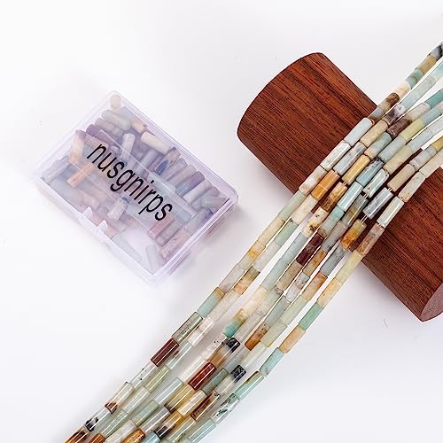 Natural Amazonite Cylinder Tube Beads 4x13mm 38cm/str Loose Semi Gemstone Stone Beads for Making Bracelets Necklace Earrings - color: Amazonite, size: 4x13mm Cylinder