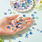 100Pcs/Set Flat Round Transparent Glass Cabochons with Pattern Eye Flatback Glass Dome Flatback Cab Beads for Photo Cameo Jewelry Making Necklace Ring DIY Crafts 12x4mm Mixed Eye - color: 100Pcs-12x4mm-Mixed Eye
