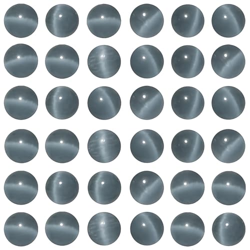 100pcs Gray Cat Eye Beads 8mm Round Semi Precious Stone Hole Size 1mm DIY Charm Spacer Beading Smooth Gemstone Loose Beads for Jewelry Making Bracelets Necklaces Earrings Crafting - color: Gray