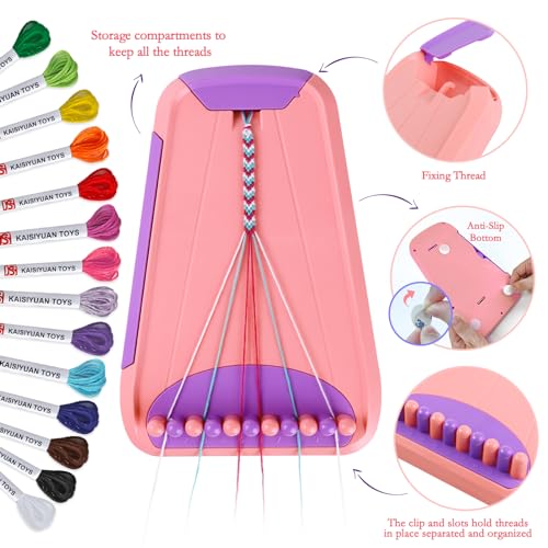 Rdfmy Friendship Bracelet Making Kit for Girls, Arts and Crafts Bracelets String Maker Kit for Kids Ages 8-12 Christmas Birthday Gifts Pink with Purple - color: Pink