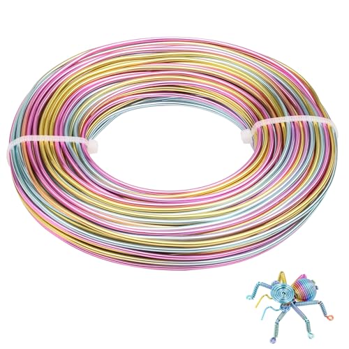 12 Gauge Aluminum Wire 100FT, 2mm Bendable Metal Anodized Aluminum Wire for Sculpting Jewelry Making Crafts Wreath Beading Floral(Gradient Color) - color: Gradient Color