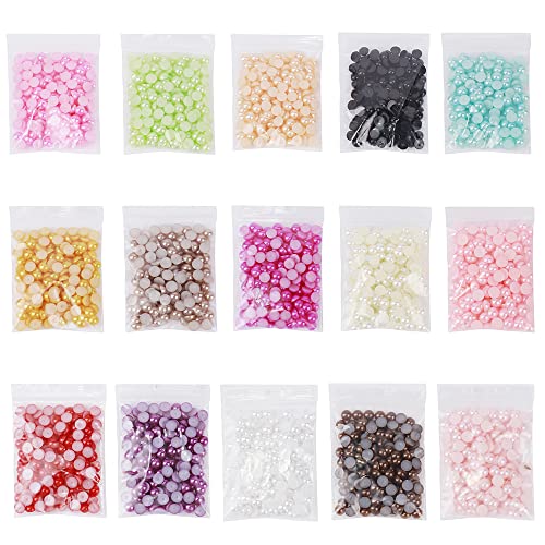 2500pcs 6mm Half Round Pearl Beads Mixed 15 Colors Cabochon Flatback Gem DIY Scrapbooking Shoes Phone Nail Art Making Crafts Material - size: 6mm 2500pcs