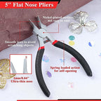 5 Inches Flat Nose Pliers for Jewelry Making Smooth Jaw Pliers, 1mm Ultra Thin Duckbill Pliers Precision Jewelry Pliers Mini Jewelry Making Tool for Wire Bending Straightening Ring Opening