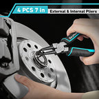 DuraTech 4 PCS Snap Ring Pliers Set, 7 Inch Heavy Duty Internal & External Circlip Pliers Kit with Straight/Bent Jaw, Premium CRV Steel, Precision Spring Loaded C Clip Pliers with Storage Pouch