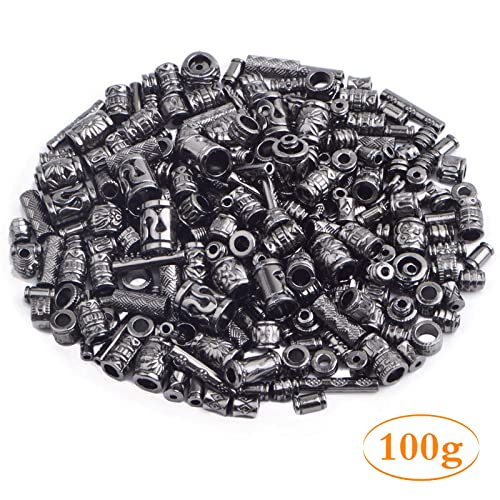 100 Gram Mixed Styles Column Spacer Beads Alloy Barrel Tube Bar Shape Loose Charm Beads Accessories for DIY Bracelet Jewelry Making Craft Decor, Gun Black - color: Gun Black
