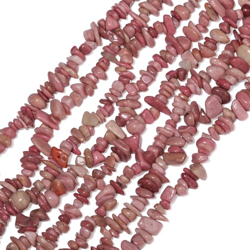 30in Rhodochrosite Natural Chip Stone Beads 5-8mm About 230pcs, Irregular Drilled Light Rosy Pink Bead for Bracelets Jewelry Making Supplies for Adults, DIY Crafts. - color: Rhodochrosite