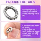 Pndeyo 925 Sterling Silver Jewelry Clasps, Hypoallergenic Round Necklace Enhancer Shortener, Spring Rings Clasp Connector Clips for Bracelet Anklet Jewelry Making- Black - color: Black-1pc-0.4"×0.32"