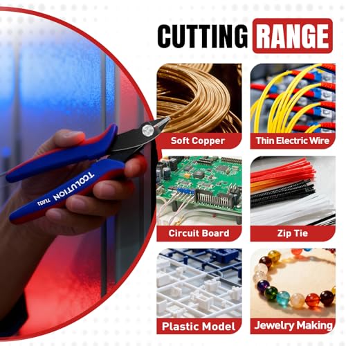 5 Pack Flush Wire Cutters - Small Diagonal Cut Pliers Side Cutter Snips Bulk - Micro Clippers for Zip Tie Plastic Model 3D Printer - Mini Nippers for Crafting Electrical Jewelry Making - size: 5 Pack