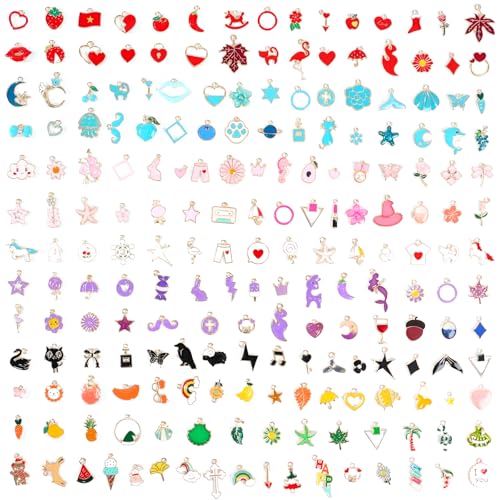 352 Pcs Assorted Charms for Jewelry Making,Mixed Enamel KC Gold Alloy Letter Pendants,Wholesale Bulk Jewelry Charms for DIY Necklace Bracelet Earring and Crafting - style: A2:Charms-Colorful 200pcs