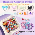 600-650PCS Acrylic Beads for Bracelets Making, 8 Mixed Colors Cute Flower Bow Butterfly Bear Beads Bracelets Charms Necklaces Keychains DIY Crafts