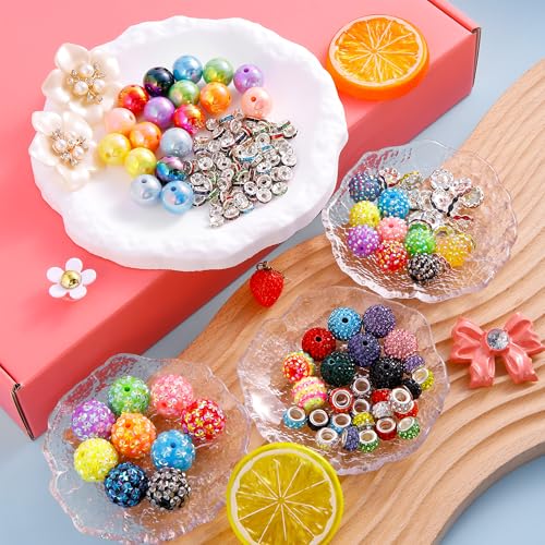 HUISUYTON 190 Pcs Beads for Pens Making, Included Rondelle Spacer Bead and 16/20mm Bubblegum Beads for Pen, Acrylic Bead for Jewelry Making, Bracelets, Beadable Pens - color: 190PCS Beads